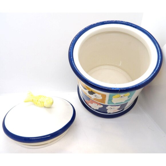 Ceramic Cat Treat Canister with Sealed Lid 8.5" Tall preowned - Picture 4 of 5